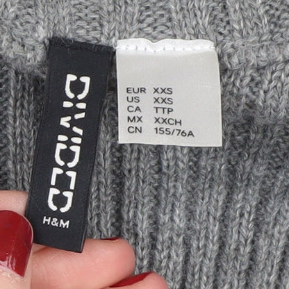 Womens UK Size 2XS H&M Grey Pullover Jumper
