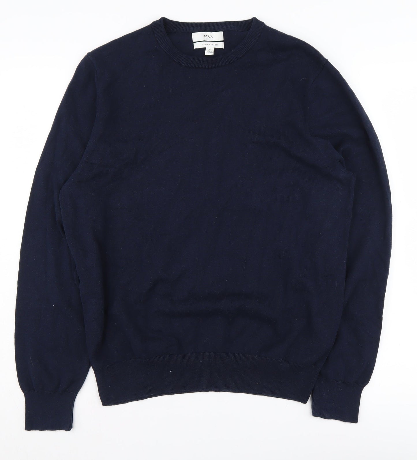 Marks and Spencer Men's Blue Pullover Jumper - Size M