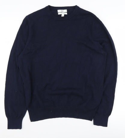 Marks and Spencer Men's Blue Pullover Jumper - Size M