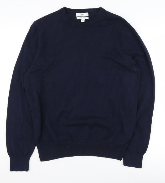 Marks and Spencer Men's Blue Pullover Jumper - Size M
