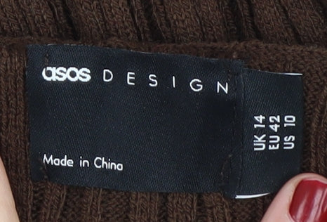 ASOS DESIGN Women's Brown Knit Jumper Size 14