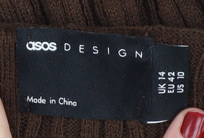 ASOS DESIGN Women's Brown Knit Jumper Size 14