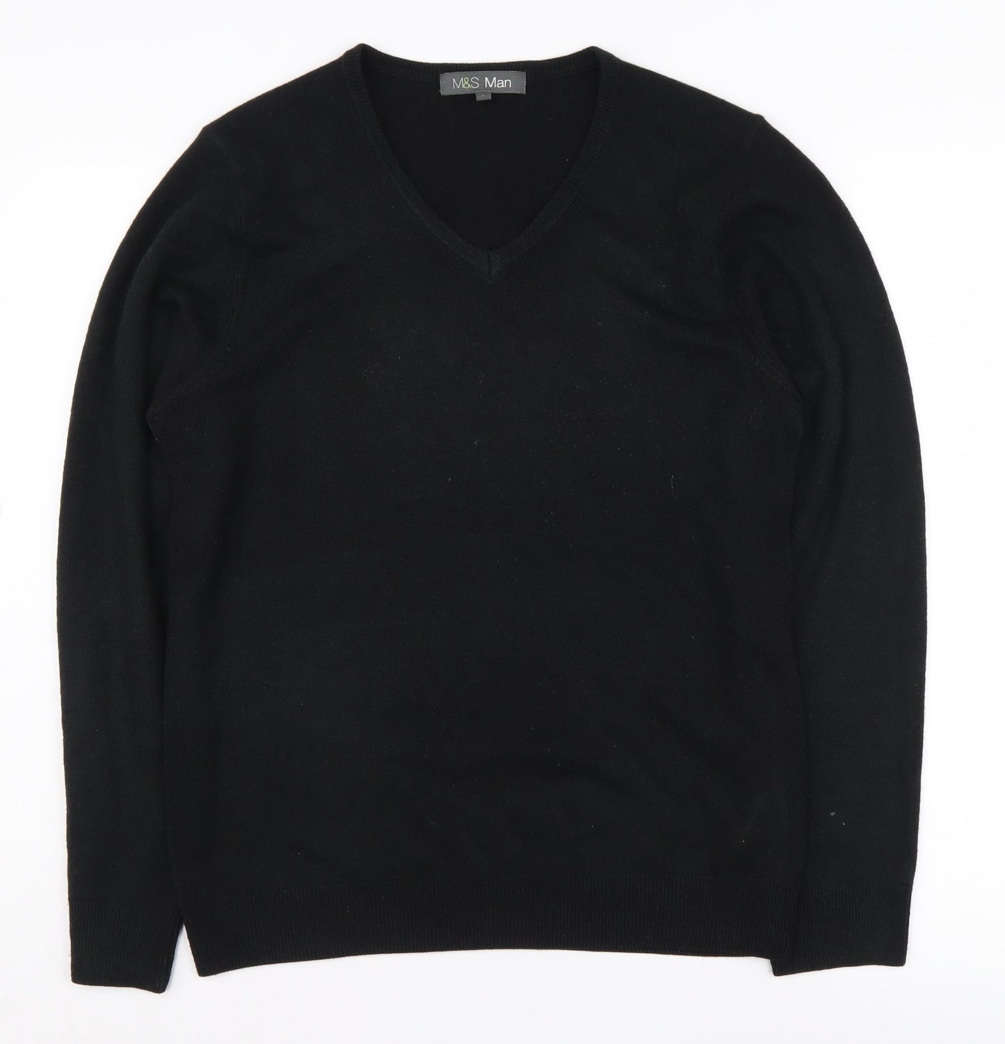Marks and Spencer Men's Black V-Neck Pullover Jumper S