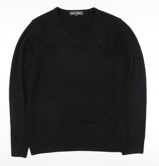 Marks and Spencer Men's Black V-Neck Pullover Jumper S