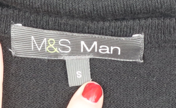 Marks and Spencer Men's Black V-Neck Pullover Jumper S