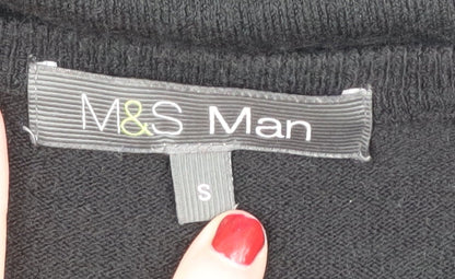 Marks and Spencer Men's Black V-Neck Pullover Jumper S