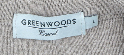 Greenwoods Men's Beige V-Neck Striped Pullover - L