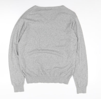 H&M Men's Grey Cotton V-Neck Pullover Jumper M