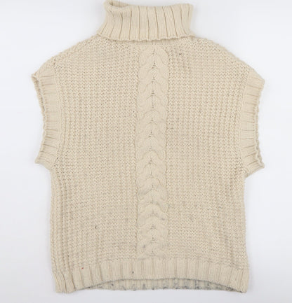 Womens UK Size XS VERO MODA Beige Turtleneck Jumper