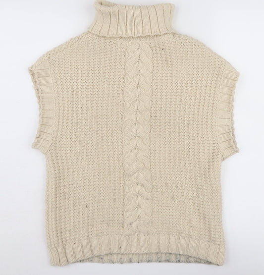 Womens UK Size XS VERO MODA Beige Turtleneck Jumper
