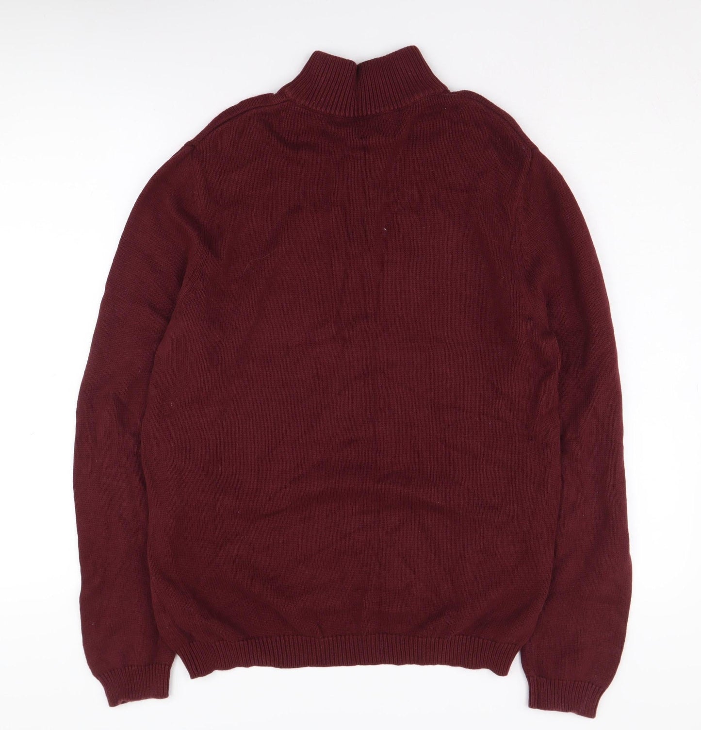 Mens UK Size L Asos Design Red Full Zip Jumper