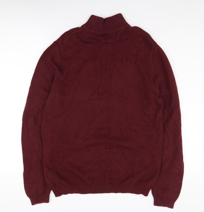 Mens UK Size L Asos Design Red Full Zip Jumper
