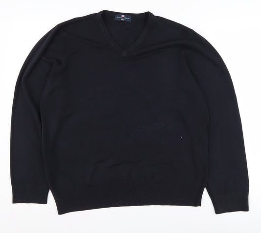 Marks and Spencer Men's Black XL V-Neck Pullover Jumper