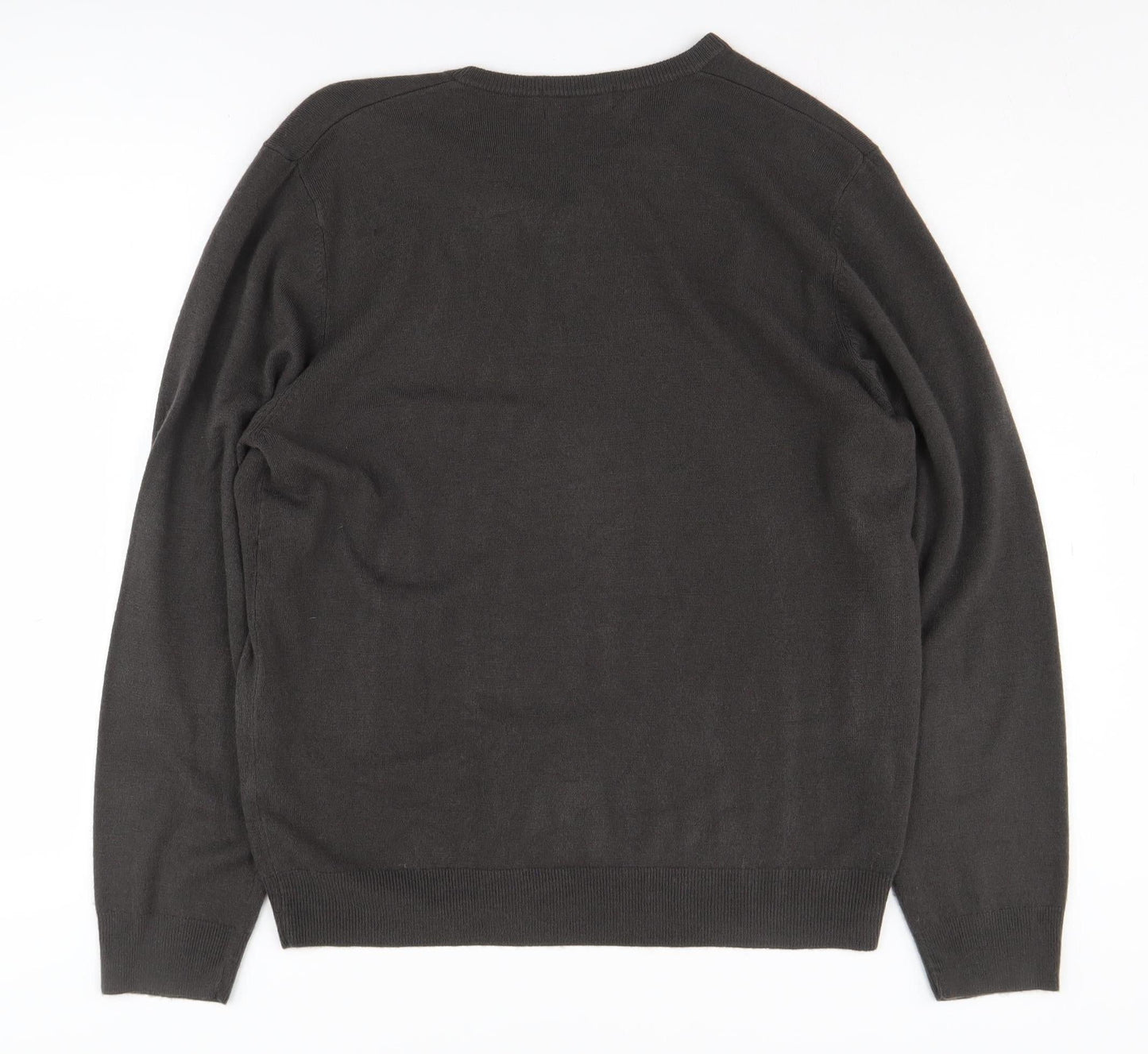 Marks and Spencer Men's Brown V-Neck Pullover Jumper