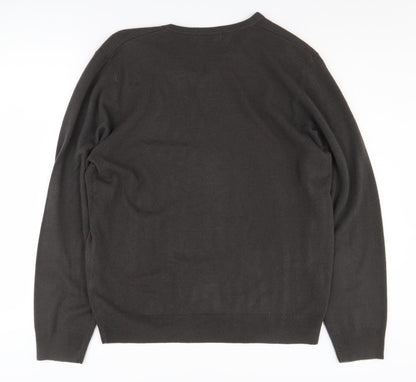 Marks and Spencer Men's Brown V-Neck Pullover Jumper