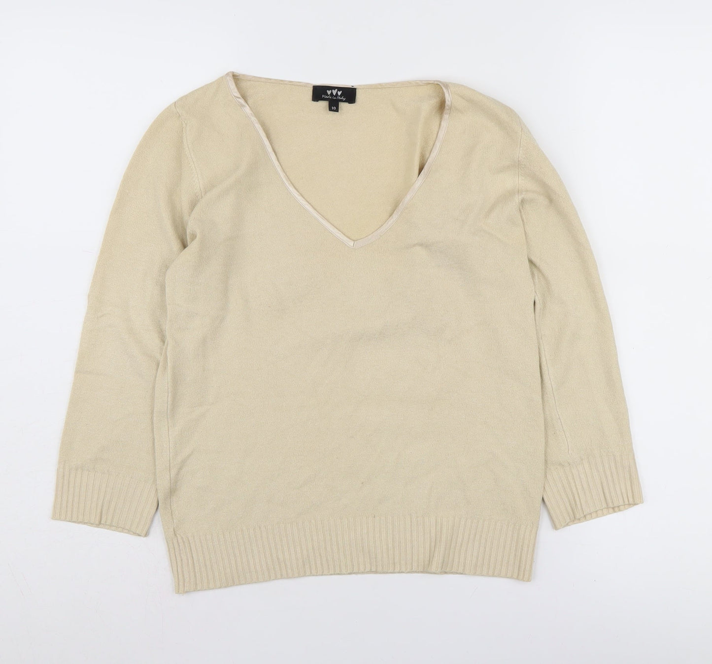 Womens UK Size 10 Marks and Spencer Beige Pullover Jumper