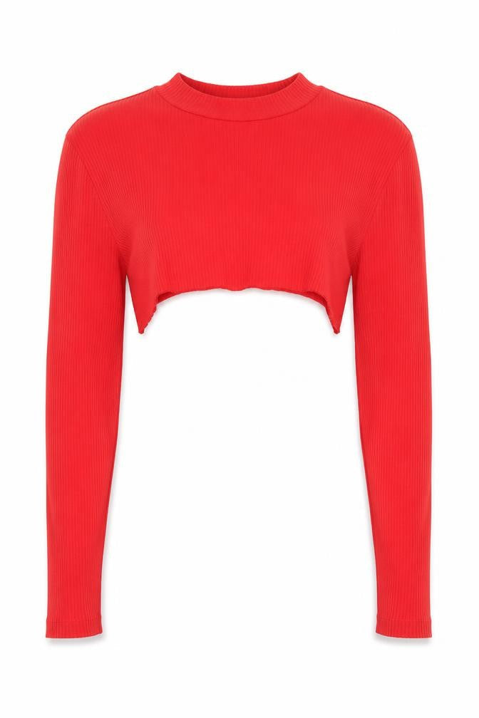 Womens UK Size 12 VERO MODA Red Cropped T-Shirt