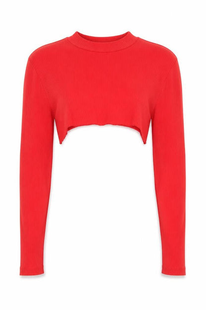 Womens UK Size 12 VERO MODA Red Cropped T-Shirt