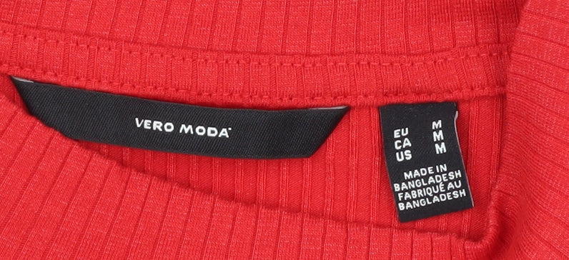 Womens UK Size 12 VERO MODA Red Cropped T-Shirt
