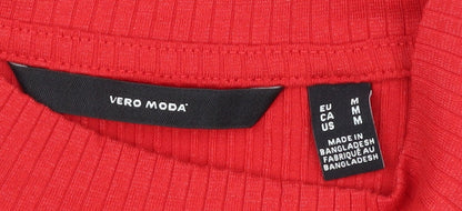 Womens UK Size 12 VERO MODA Red Cropped T-Shirt