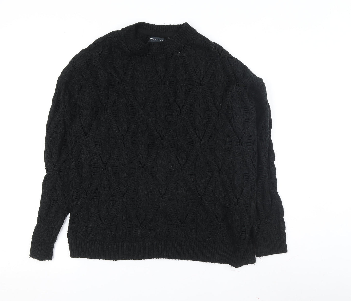 ASOS DESIGN Women's Black Cable-Knit Pullover Jumper XS