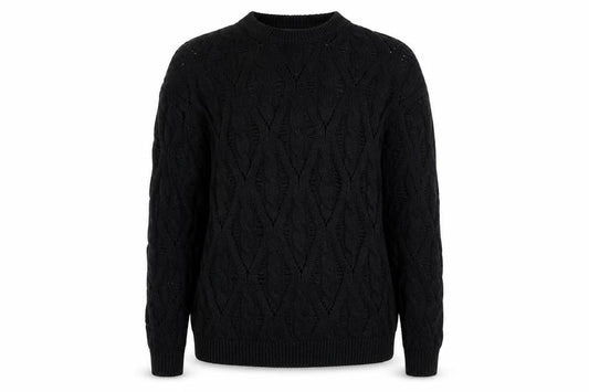 Front view of ASOS DESIGN Women's Black Cable-Knit jumper XS