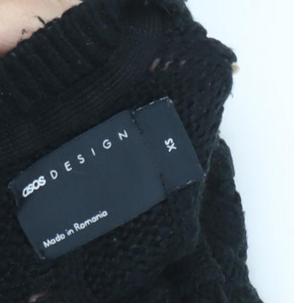ASOS DESIGN Women's Black Cable-Knit Pullover Jumper XS