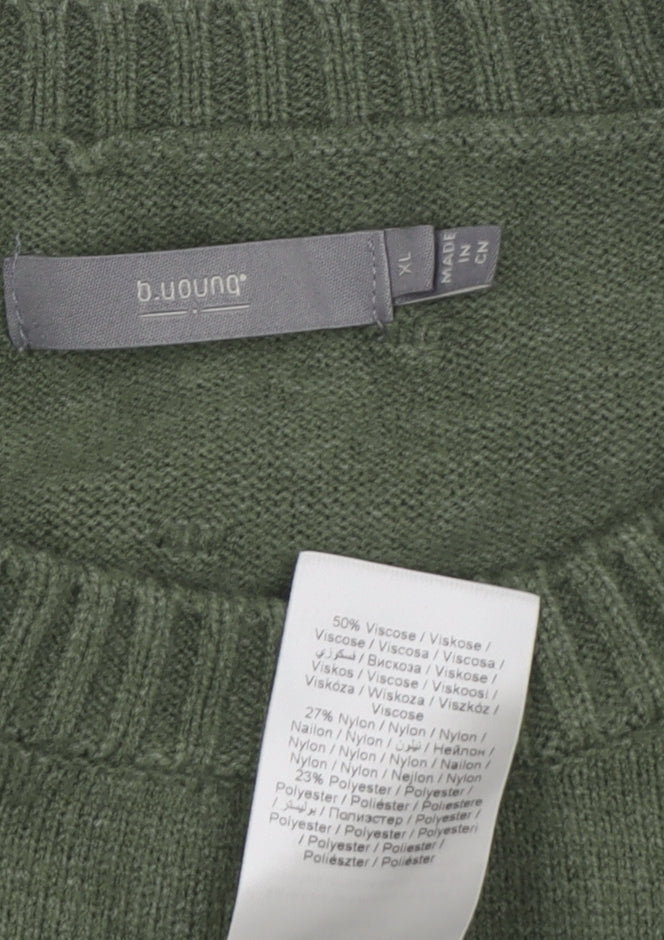 b.young Women's Green XL Crew Neck Pullover Jumper