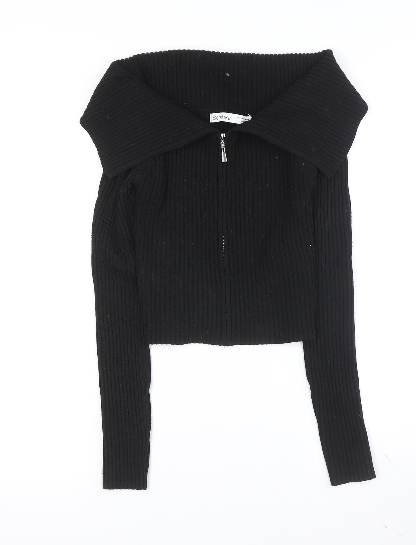 Womens UK Size L Bershka Black Full Zip Jumper