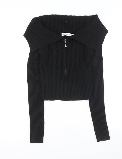 Womens UK Size L Bershka Black Full Zip Jumper