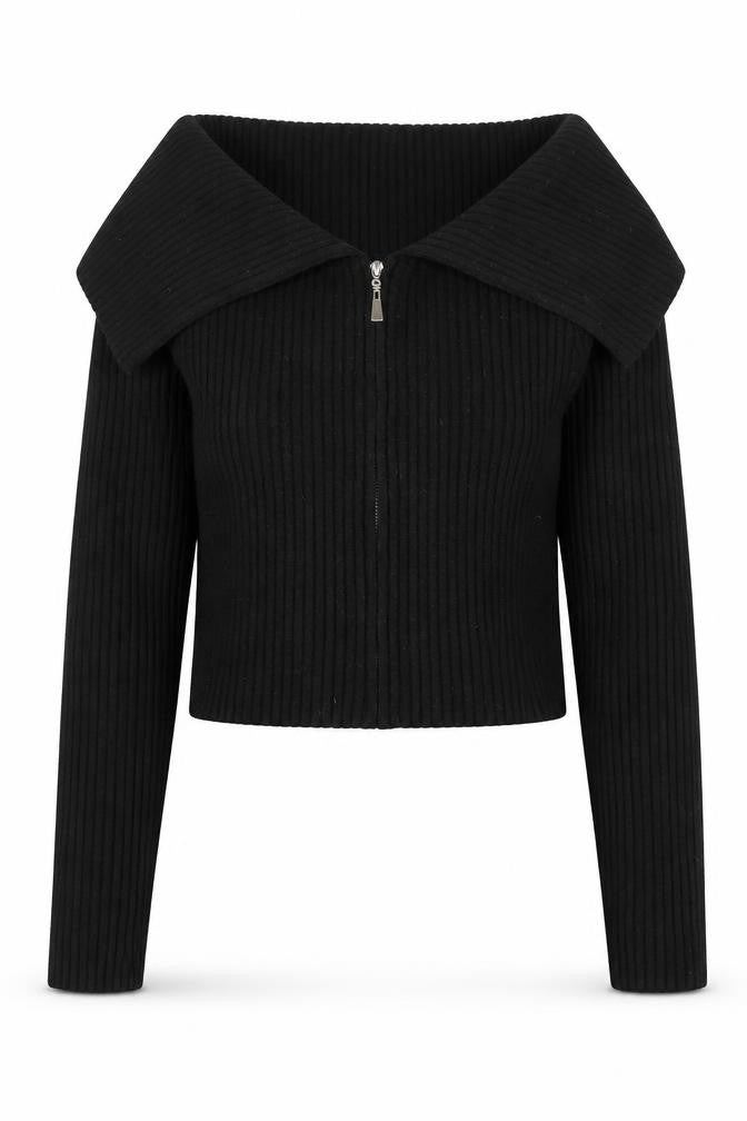 Womens UK Size L Bershka Black Full Zip Jumper
