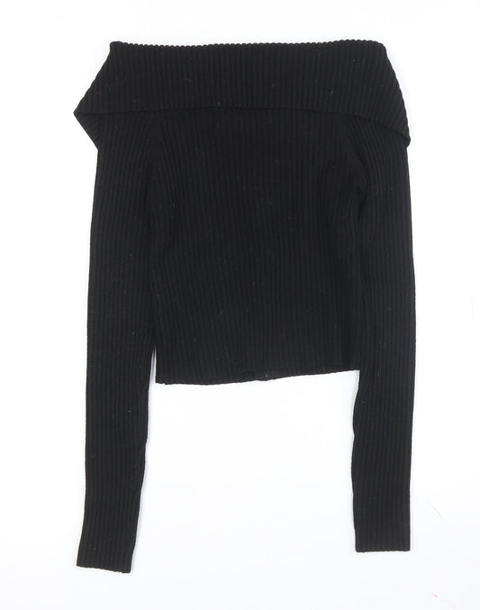 Womens UK Size L Bershka Black Full Zip Jumper