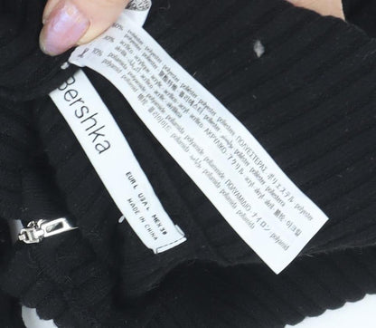 Womens UK Size L Bershka Black Full Zip Jumper