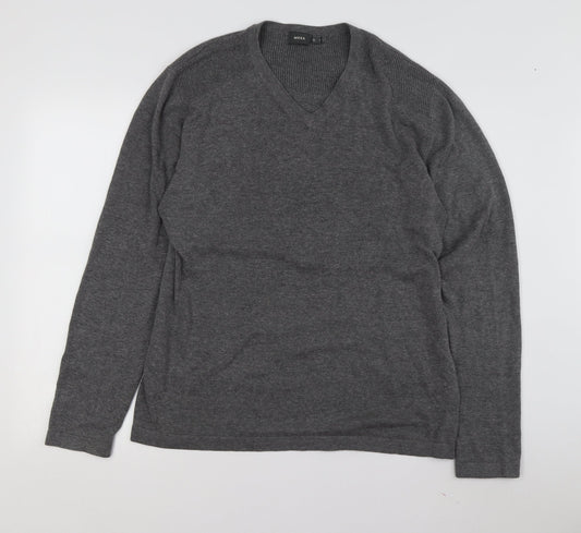 Mexx Men's Grey V-Neck Pullover Jumper Size L