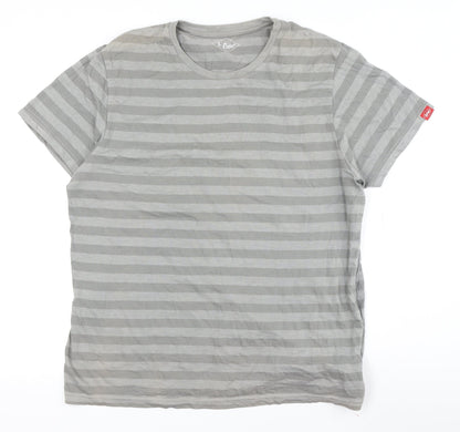 Lee Cooper Men's Grey Striped T-Shirt XL