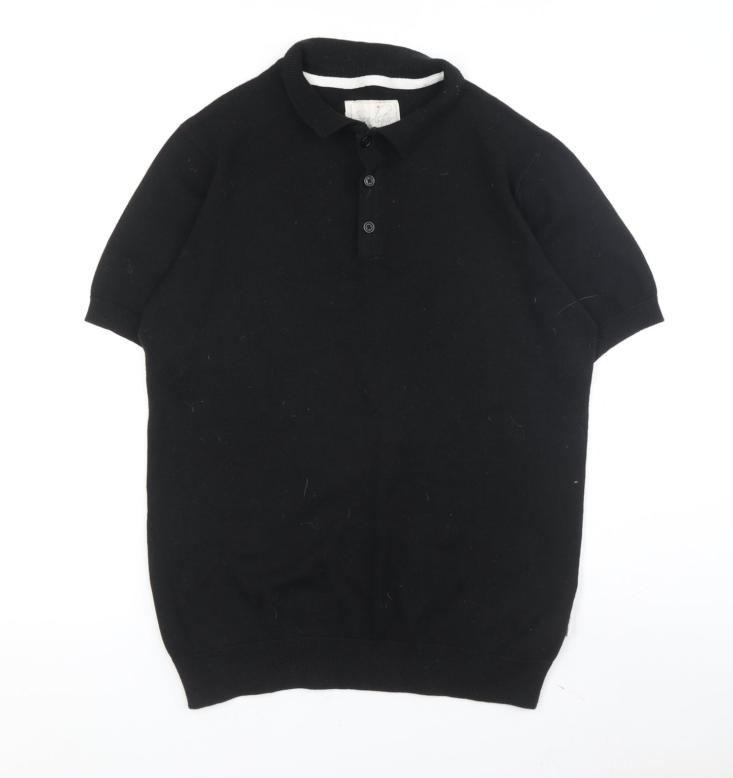 Soulland Men's Black Henley Jumper - L
