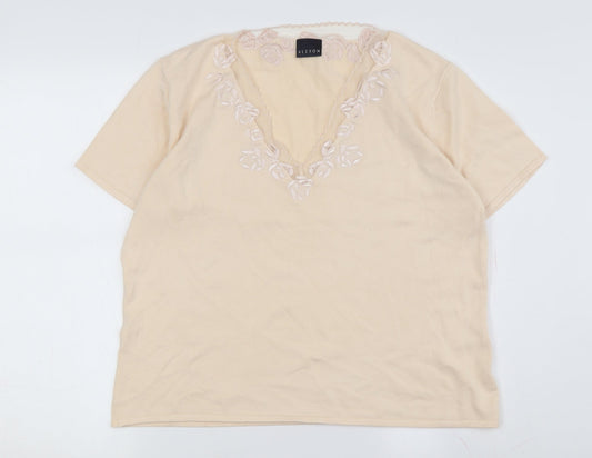Alexon Women's Beige Embroidered Blouse Size 16