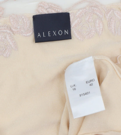Alexon Women's Beige Embroidered Blouse Size 16