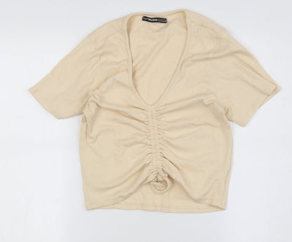 Womens UK Size 10 Threadbare Beige Basic T-Shirt