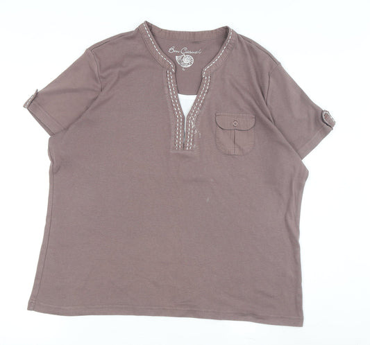 Bm Casual Women's Brown Blouse L Basic Style