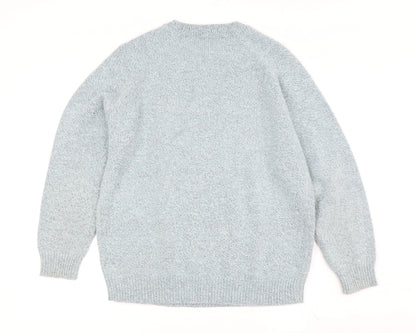 J S Mats Women's Blue Cable-Knit Jumper, Size M