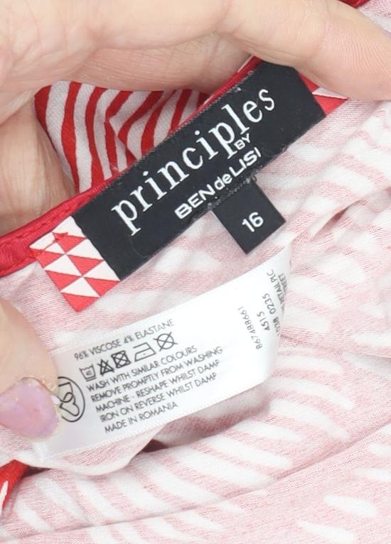 Womens UK Size 16 Principles by Ben de Lisi Red Basic T-Shirt