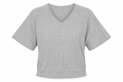 Cabi Women Grey V-Neck Relaxed T-Shirt, S, Casual Style
