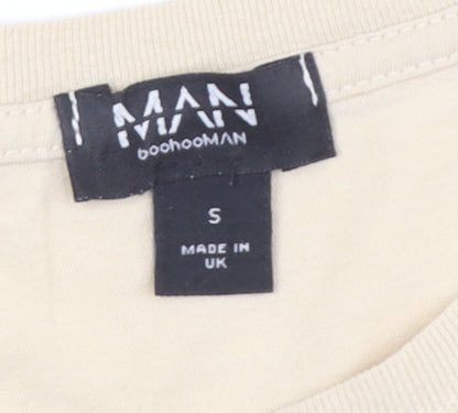Mens UK Size S boohooMAN Beige  T-Shirt