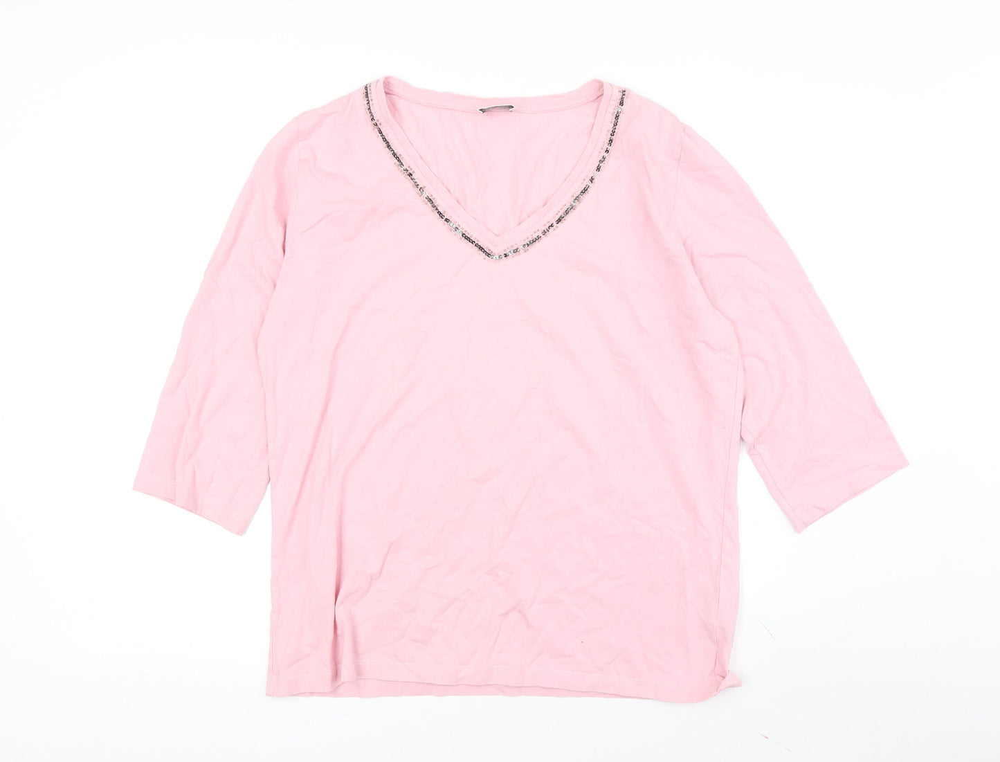 Womens UK Size 16 Via Appia Pink Basic T-Shirt
