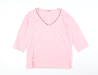 Womens UK Size 16 Via Appia Pink Basic T-Shirt