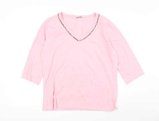 Womens UK Size 16 Via Appia Pink Basic T-Shirt
