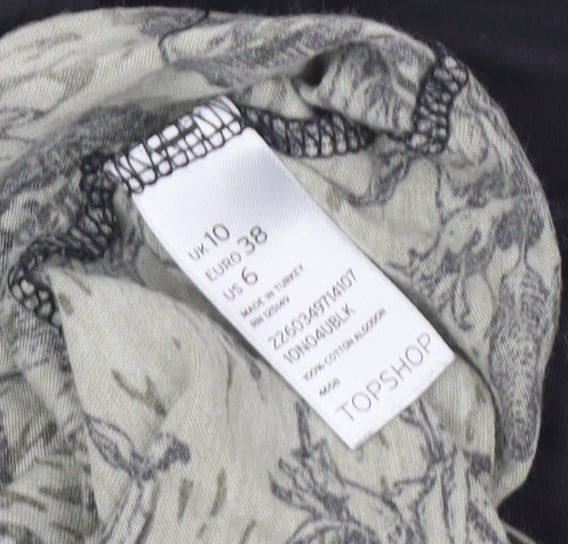 Womens UK Size 10 Topshop Green Basic T-Shirt