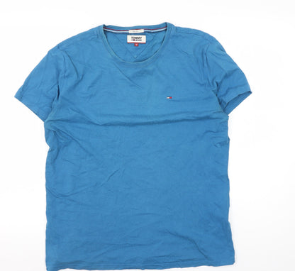Tommy Jeans Men's Blue Crew Neck T-Shirt M Logo