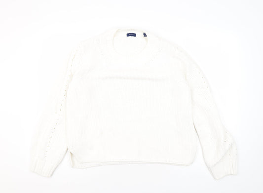 GANT Women’s White Chunky-Knit Cotton Pullover - Large